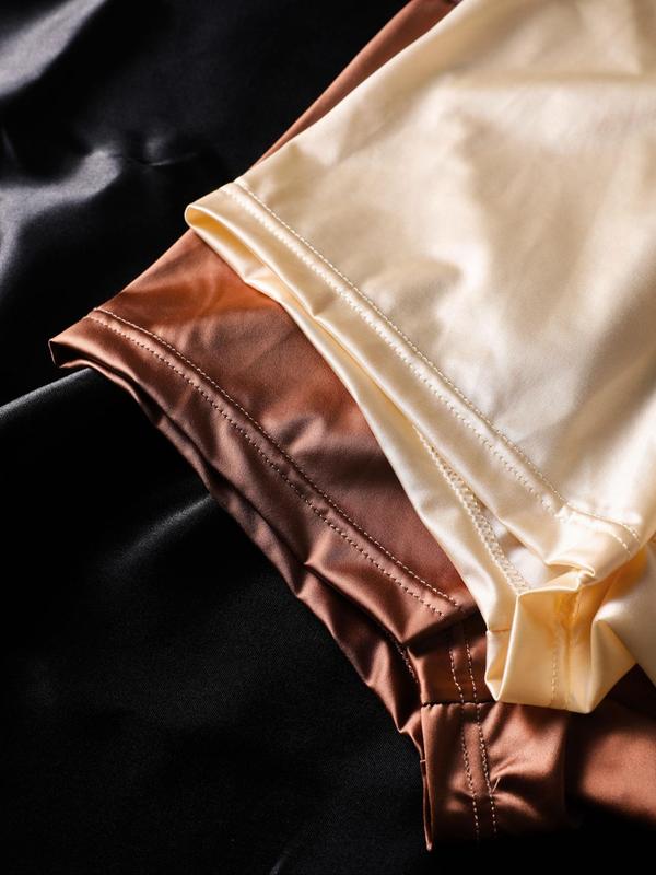 Men's Satin Underwear Set, Breathable Short Pants, Soft Comfortable Fabric, Casual Aesthetic Style, All Seasons Wear, Home & Vacation Use
