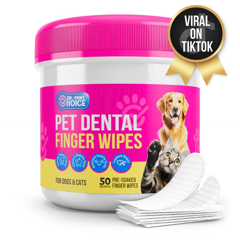 Dr. Paws: Pet Care Finger Wipes for Dental, Ear, and Eye Hygiene. Grooming Cleaner