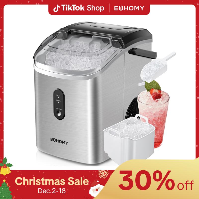 EUHOMY Chewable Ice Maker Countertop, Nugget Ice Machine Produces 33 lbs Daily, Fast & Compact