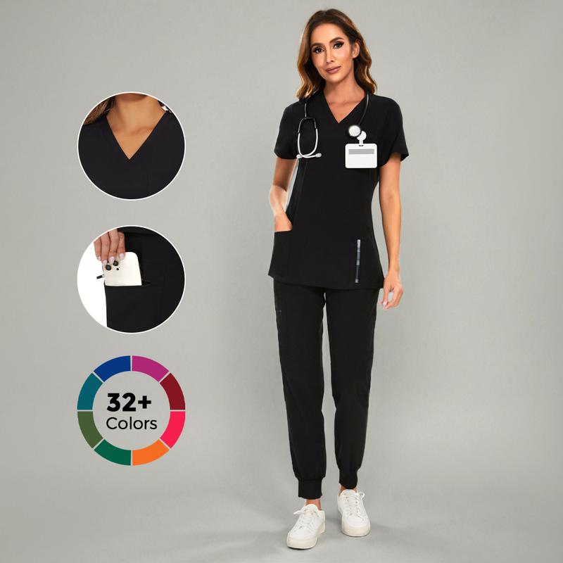 COZYFIT Scrubs Luna Vital Set for Women - Stretch V-Neck Scrub Top & Jogger Pant with 8 Pockets COZY SCRUBS Summervibes