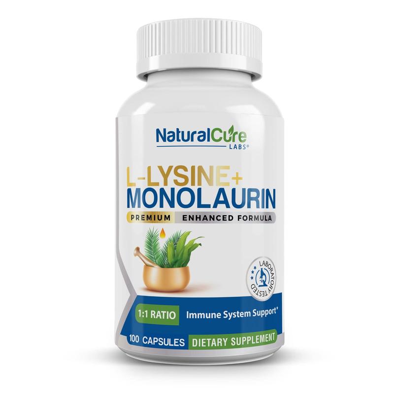 L-Lysine with Monolaurin 600mg – 1:1 Ratio, 100 Capsules – Immune & Digestive Support by NCL (Natural Cure Labs)