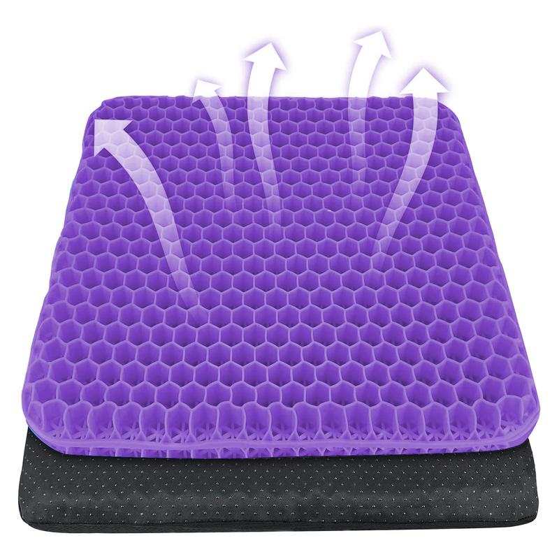 Gel Seat Cushion with Non-Slip Cover, Honeycomb Breathable Chair Pad, Ergonomic Support for Office Chair, Car Driving, Computer Desk and Wheelchair