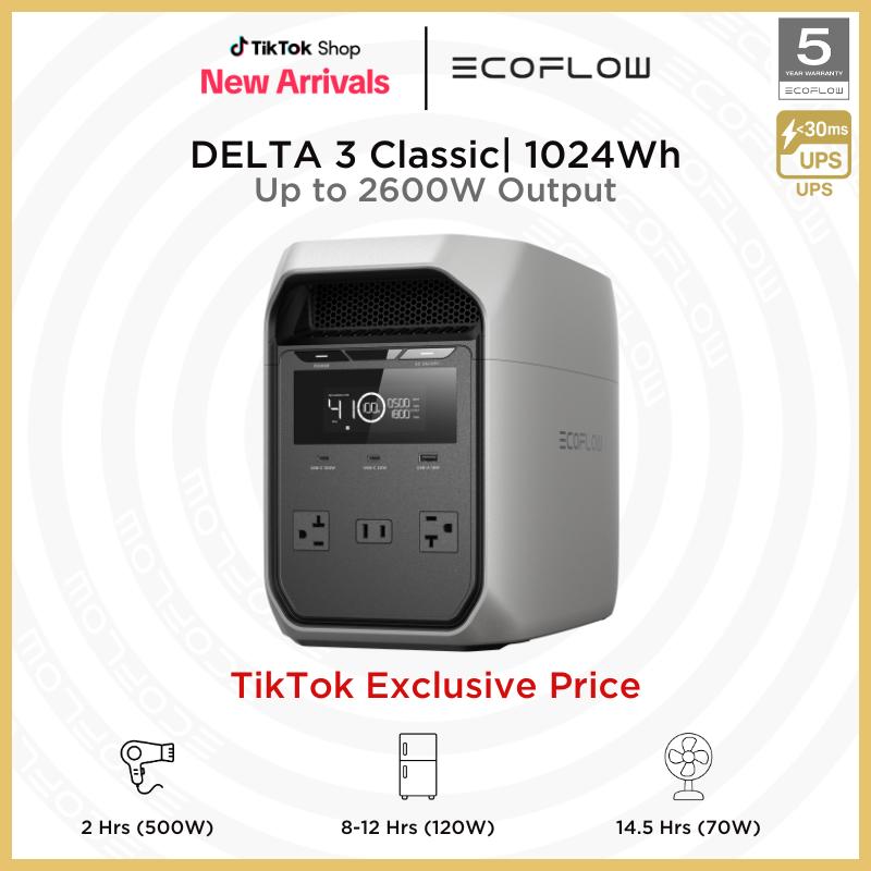 ECOFLOW DELTA 3 Classic, LiFePO4 Battery, Solar Generator, Fast Charging, Portable Power Station for Home Backup Power