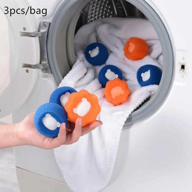 Reusable Hair Remover Rubber Laundry Ball Set, Home Goods, 3 Counts/set Laundry Room Washing Machine Hair Catcher Dryer Ball for Clothing, Dog and Cat Pet Hair Remover