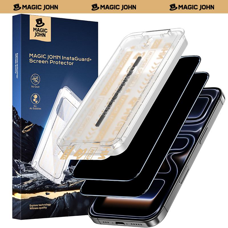 MAGIC JOHN Premium Upgraded Privacy Screen Protector Dustproof Bubble-Free Design Ultra-Clear for iPhone & Samsung