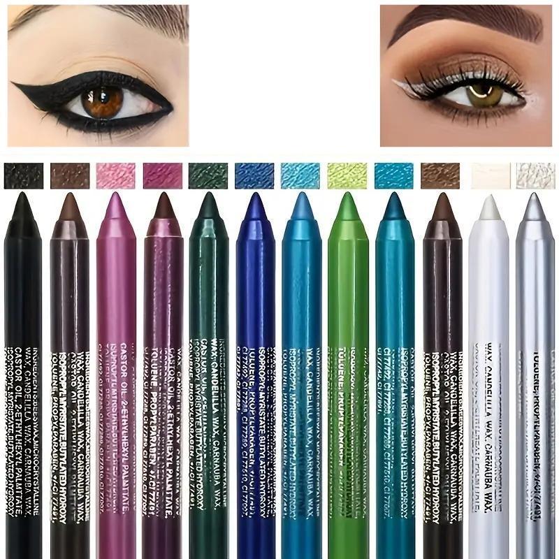 14 Color Glitter Eyeliner Pen, High Color Pearl Gloss Finish Waterproof Eyeliner Pen, Eyeliner Pencil Set, Wing Eyeliner, Eyeliner Makeup