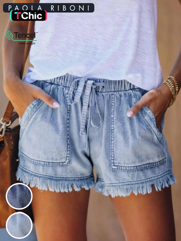 Womens Lightweight Shorts Pockets Casual Baggy Trendy Hot Pants Elastic Waist Drawstring Comfy Shorts