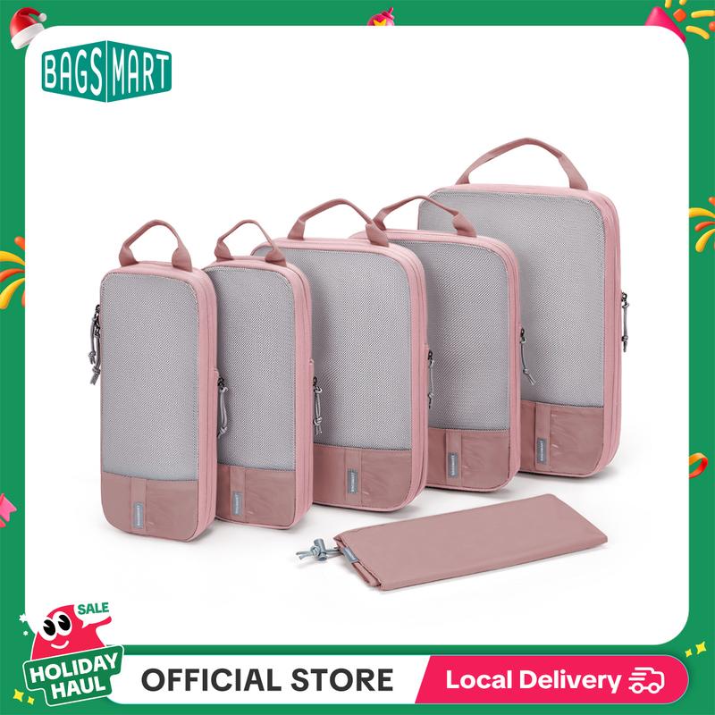 BAGSMART Compression Packing Cubes for Suitcases - 6 Set Travel Organizer Polyester Cubes for Luggage Organization tiktokshopmemorialday