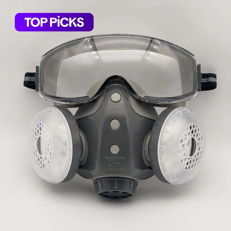 Dust-proof Integrated Respirator Mask, Reusable Half Mask with Goggles, Anti-dust Protective Mask for Spray Painting & Woodworking Projects