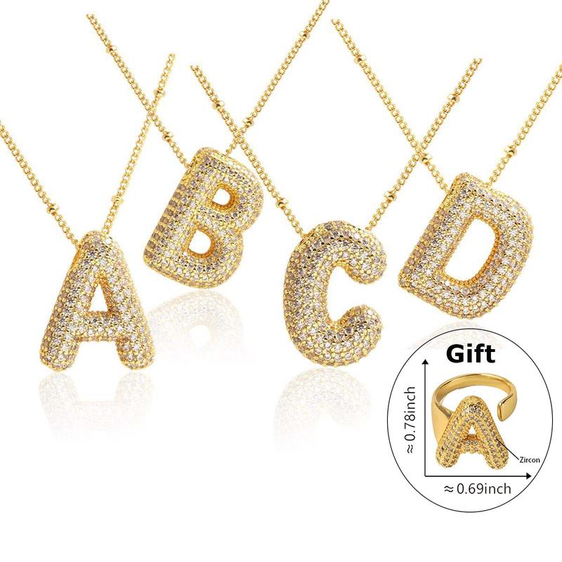 Elegant Beaded Rhinestone Decor Golden 26-Letter Initial Necklace, 17.7in/45cm Length, Unisex Daily Wear Jewelry, Ideal Birthday Gifts for Women, Rhinestone Decor Necklace, Elegant Beaded Necklace