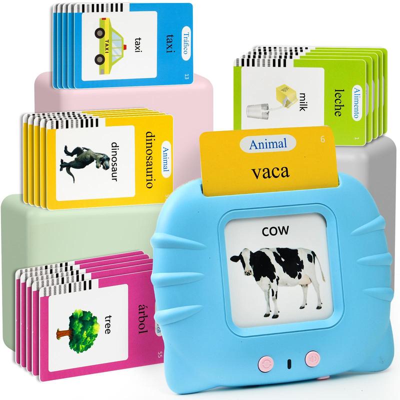 Bilingual English & Spanish Interactive Talking Flash Cards Learning Toy for Toddlers and Preschoolers 224 Vibrant Words, Lightweight, Durable