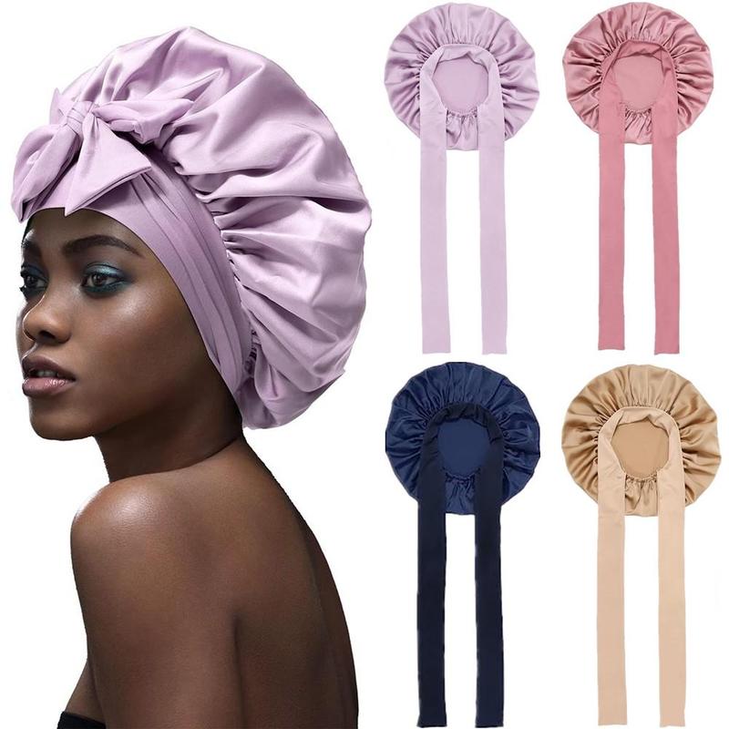 Women's Adults' Single-Layer Summer Cool Satin Sleep Bonnet Hat - Silk-Lined, Elastic, Heatless Hair Wrap, Adjustable Curly Hairstyle Sleeping Nightcap, Gift Option, Hair Wraps,summerwins