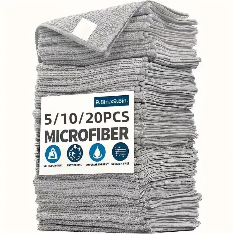 Microfiber Cleaning Cloths, 5/10/20pcs Durable Cleaning Supplies Multipurpose Absorbent Kitchen Cleaning Towels, Household Dishwashing Cloth, Microfiber Cleaning Rags