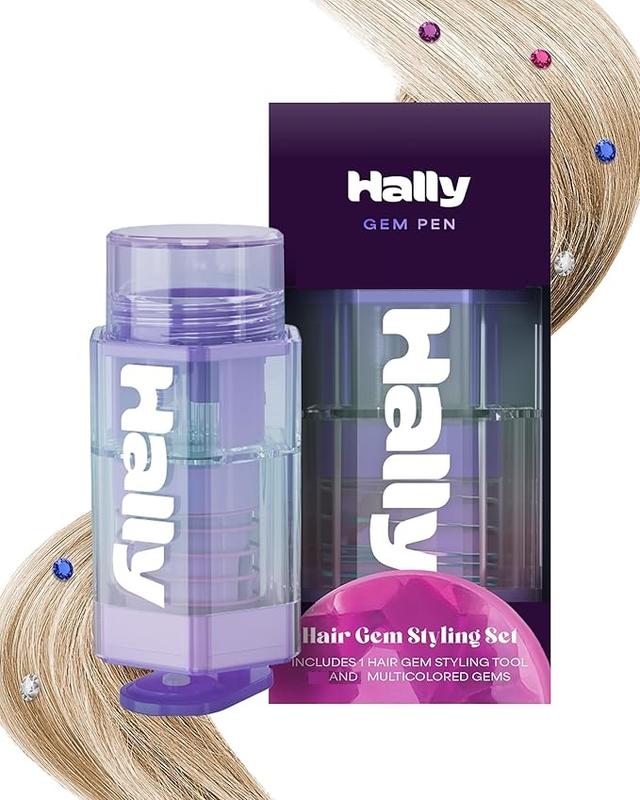 Gem Pen - Hair Gem Styling Set - Includes Gem Pen Applicator + 60 Multicolored Gems - Hair Safe Adhesive - For All Hair Types/Styles