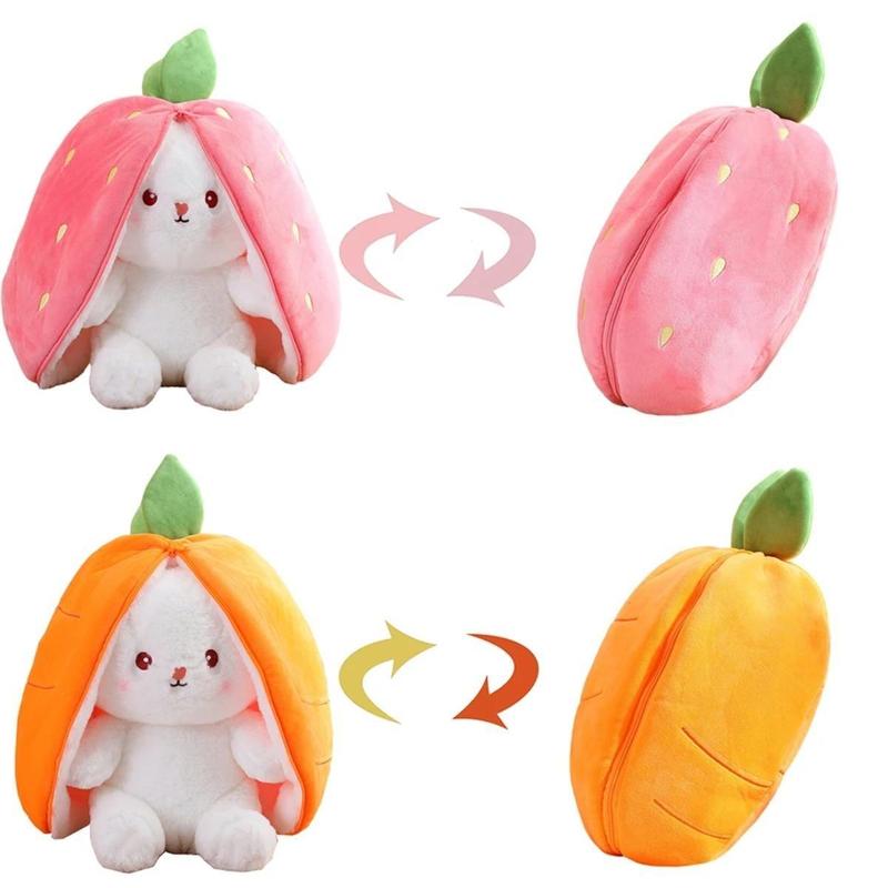 18cm/7.08in Bunny Plush Toy, Cosplay Strawberry Carrot Rabbit Pillow Toy, Kawaii Stuffed Animal Bunny Toy for Valentine's Day and Easter Gifts