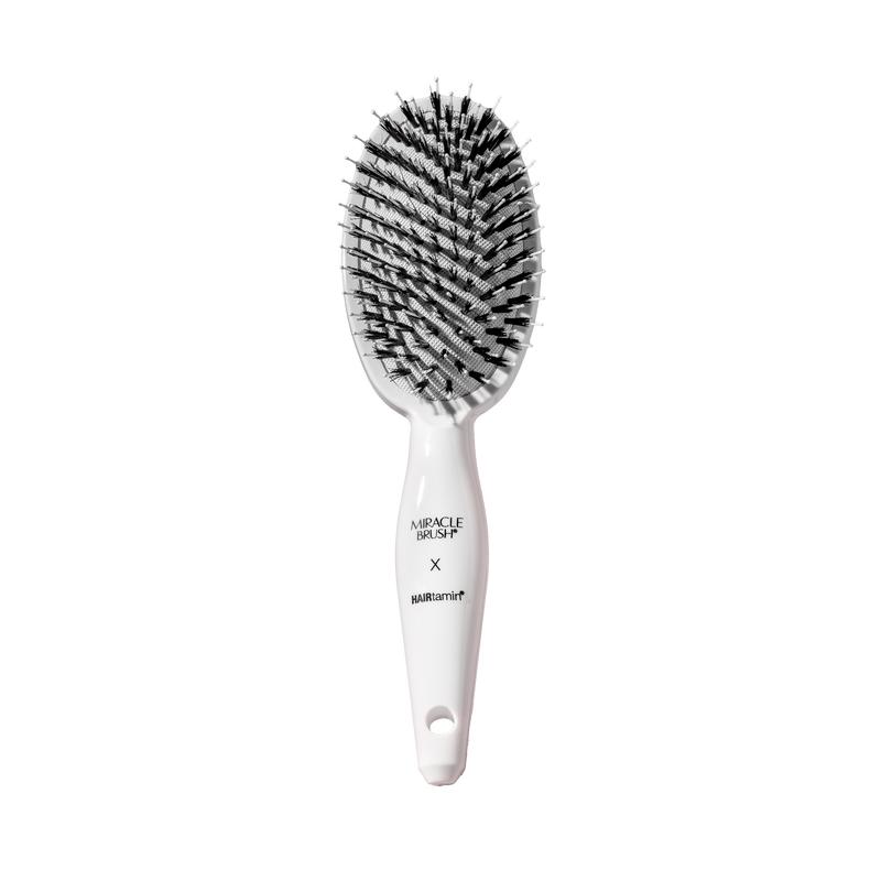 HAIRtamin Miracle Brush – Viral World-Famous 6x Sold Out Paddle Brush - Smoother, Stronger, Shinier Hair - Boar Bristle Brush with Nylon Bristles and Microsphere Massaging Tips - Stimulates Scalp, Boosts Volume, Enhances Shine & Detangles Hair