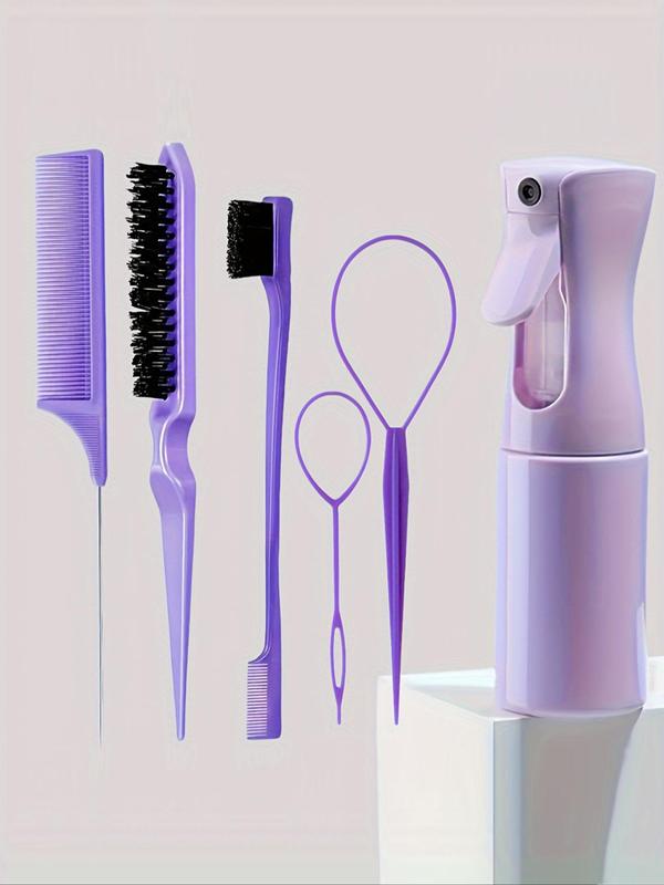 2024 New Hair Styling Comb Set, Hair Styling Tool Set, Hair Styling Kit, Including Hair Comb, Spray Bottle, Eyebrow Brush, Rat Tail Comb, Professional Durable, Portable, Daily Haircare & Suitable Hair Salon Tools & Accessories for All Hair Types