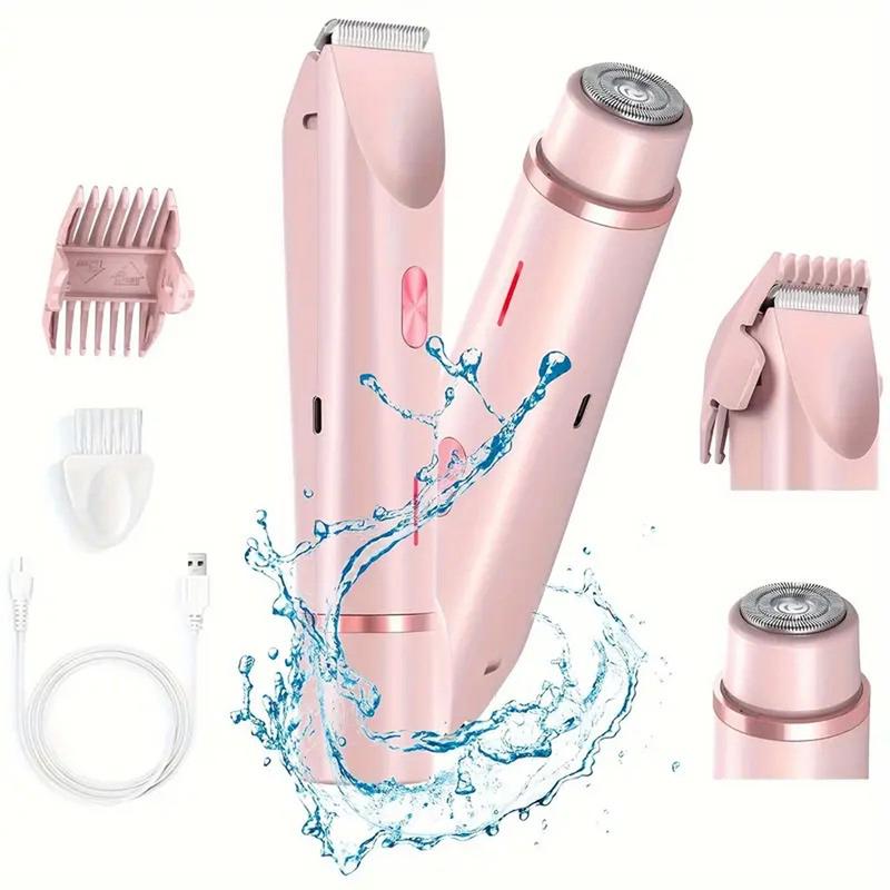 ONENIGHT Bikini Trimmer for Women, Electric Shaver and Razor Rechargeable 2-in-1 Body and Facial Epilator, Dual Heads for Painless Trimming of Pubic Hair, Face, Underarms and Legs, Summer Gift