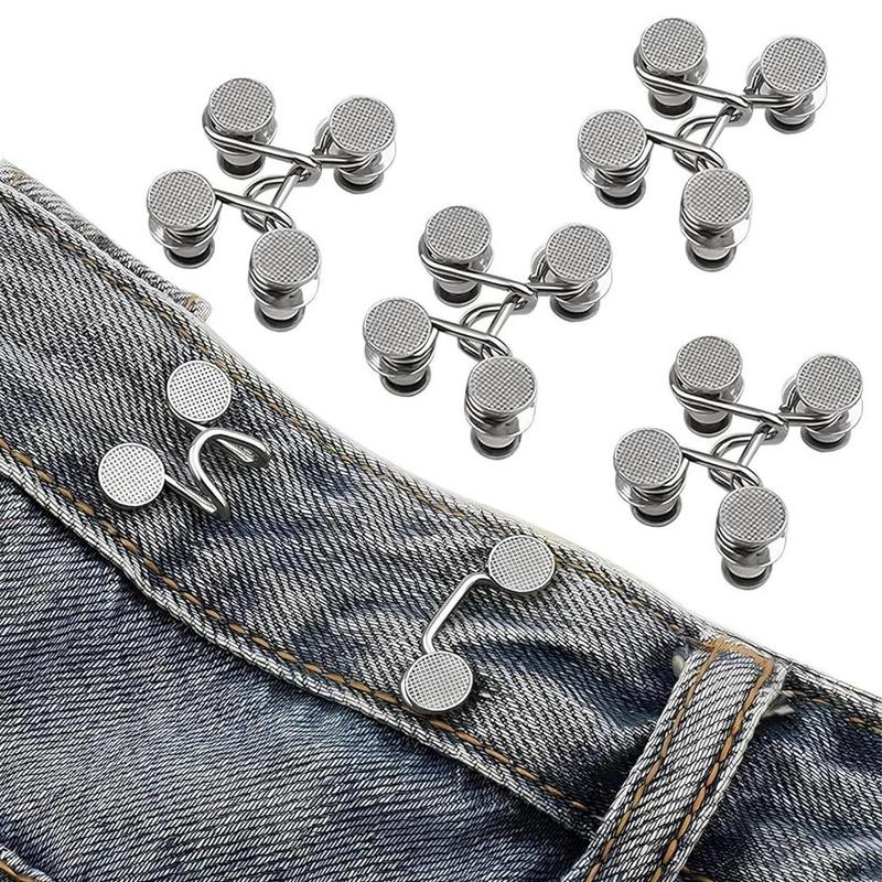 Jeans Button Tightener Set, 2 or 4 Sets Handmade Jeans Button Pins, Easy-to-Install Waist Tightener Buttons for Indoor & Outdoor Use Metal Button #GLOBAL PICKS