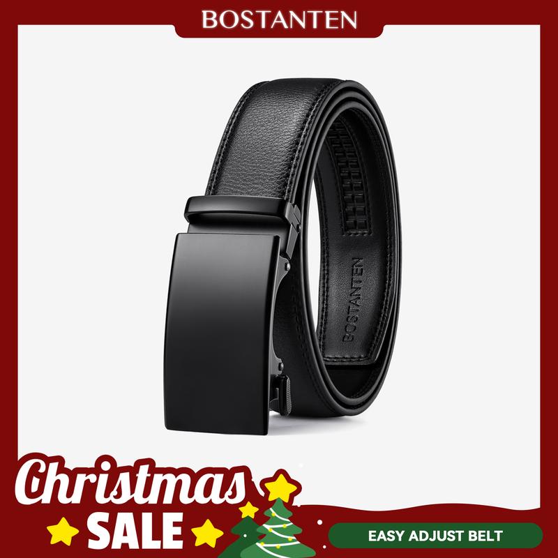 BOSTANTEN Snaptenbelt Mens Belt Leather Ratchet Easy Release Belt For Men Designer Belt Dress and Casual with Adjustable Buckle for Men's Wear Gift Textured Fathers Gift SpringStatements