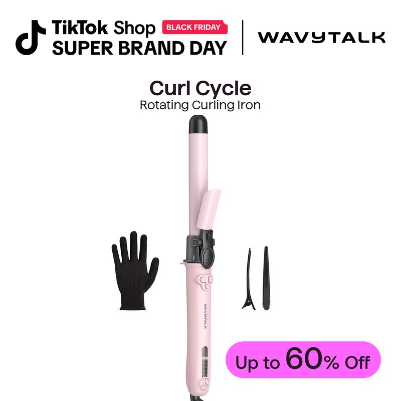 Wavytalk Curl Cycle, Auto Rotating Curling Iron 1 Inch, Self-Spinning Barrel with 430°F Adjustable Heat & Home Button, Effortless Beach Waves