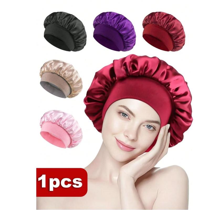 Luxury Satin Sleep Cap Set, High Elasticity Wide Band Headband, Hair Protection Silk Hat for Women & Men, Comfortable Home Use, Hair Care Cap, Satin Hair Bonnet