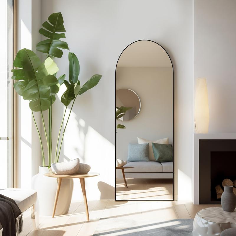 【New Size】Full Length Mirror, Floor Standing Mirror with Stand, Wall Aluminum Alloy Thin Frame Hanging or Leaning for Living Room Bedroom Cloakroom decorating