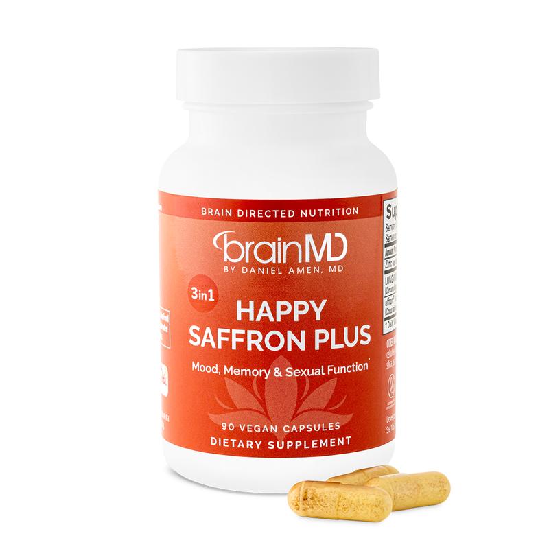 Happy Saffron Plus by BrainMD | Mood Support Supplement with Saffron, Curcumin & Zinc