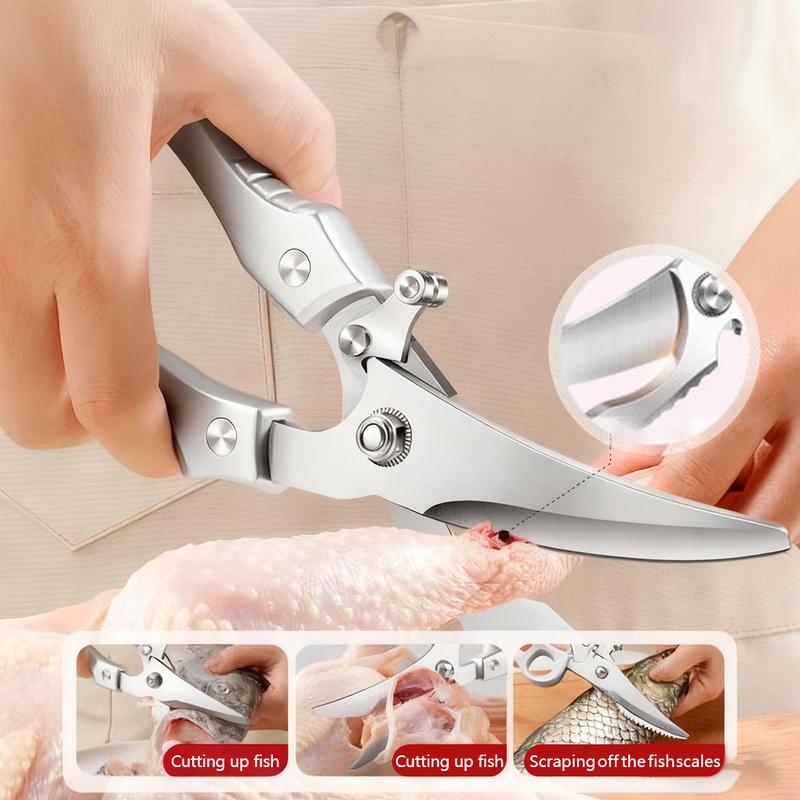 Kitchen Shears with Slip Handle & Safety Lock，Professional Heavy Duty Kitchen Scissors，Meat Cutting, Turkey, Fish, Vegetables, Dishwasher Safe