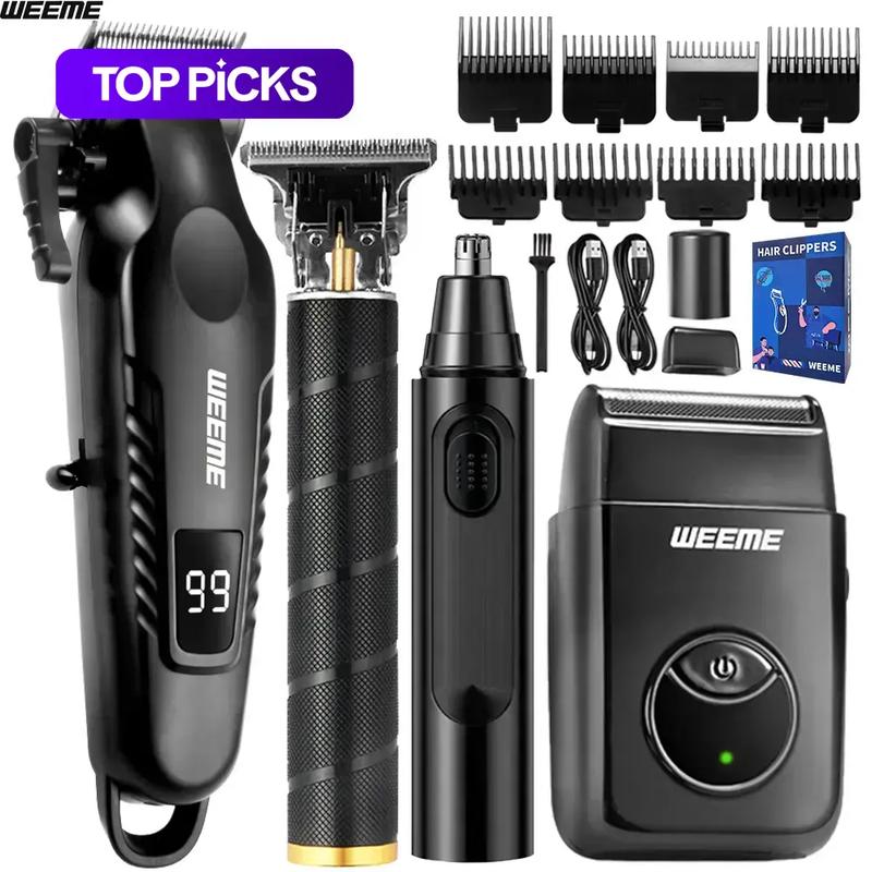 Professional Men's Electric Shaver, Rechargeable Shaver Machine, with Built-In Rechargeable Battery, T-Head Trimmer, Clipper and USB Charging, Multifunctional Hair Shaver, Shaving Tool, Grooming Gift for Him