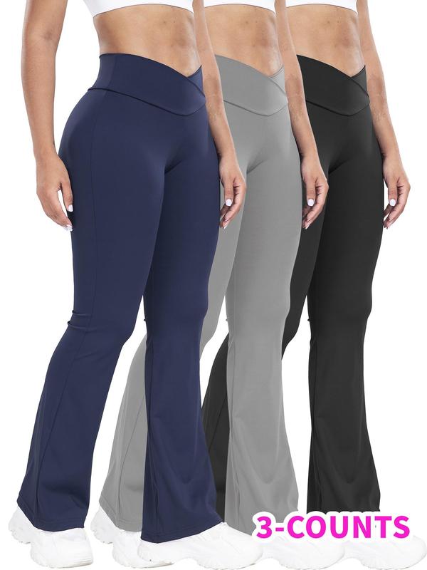 Spring Summer High-Waisted Cross Gym Yoga Pants for Women, Yoga Workout Pants, Breathable Stretch Fabric, Sporty Design, All-Season Wear, Plain Pattern, Breathable Athletic Bottoms, Activewear Bottoms
