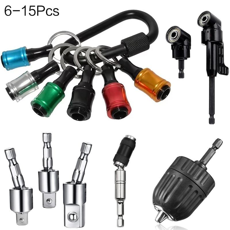 Portable 1/4" Hex Shank Aluminum Drill Screw Adapter, 6 Counts Drill Holder Set Tool Hardware With Black Carabiner