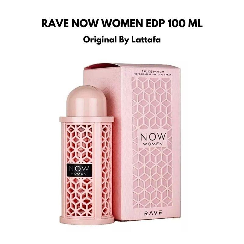 Rave Now Eau De Parfum, Women's Perfume, 100 ML-3.4 oz (3 to 3.9 fl oz), Alcohol Base, Single Item, Sweet-Powdery & Fruity Notes with Vanilla, Lattafa Brand Women's Fragrance