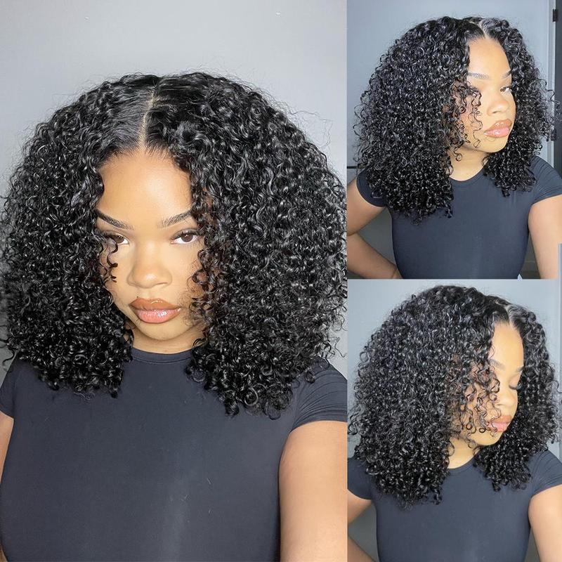 【20”Only $87.99】BANGJAZZ Short Kinky Curly Ready to Wear Glueless Wigs Pre Cut Lace Bleached Konts Closure Wigs Human Hair Wig 200% Density Lace Front Wigs Pre Plucked For Women #SummerVibes