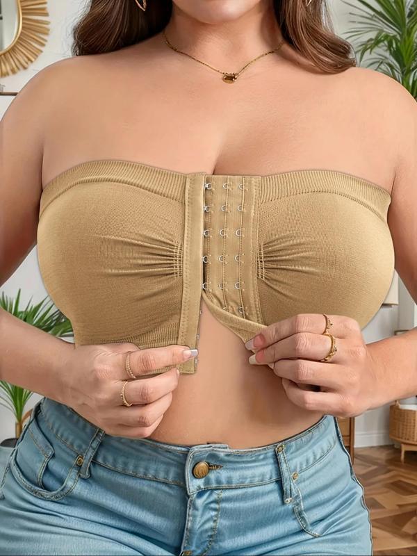 dailydrip Plus Size Solid Strapless Bra, Comfortable Breathable Wireless Casual Bra for Daily Wear, Women's Plus Size Lingerie for All Seasons, Womenswear, comfyessentials underwearinspo everydaybra comfortablebra outfitinspo comfybra dailywear pushupbra