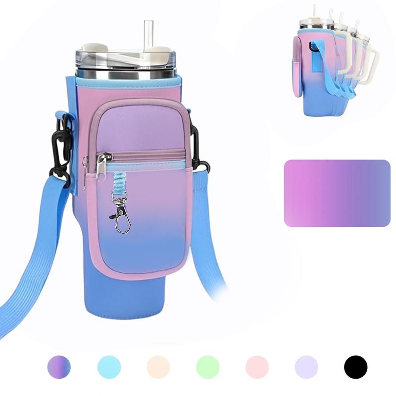 Tumbler Water Bottle Holder with Strap for 30/40oz Cup, 1/2 Counts Carrier Bag with Purse, Tumbler Accessories Pouch with Phone Case, Cup Backpack