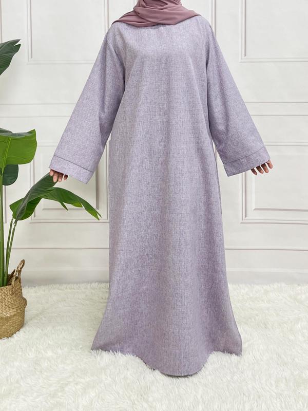 Arabic Clothing-Plain Belted Kaftan without Hijab, Modest Long Sleeve Caftan, Maxi Muslim Dress, Loose Islamic Clothes for Women, Summer Outfits 2024