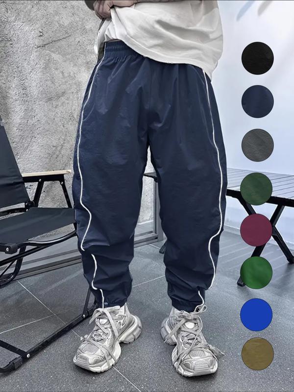 Men's Loose-Fit Casual Pants with Drawstring Waist, H-Type Silhouette, Long/regular Length, Ideal for Spring & Fall Outdoor Activities