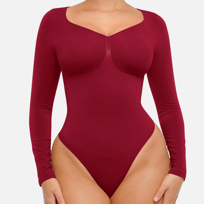 FeelinGirl Women's Seamless Shaping Long Sleeve Thong Comfortable Bodysuit for Tops and Underwear Lady Comfort Basic TiktokSuperBrandDay
