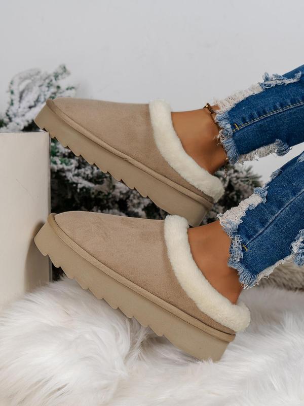Solid Color Soft Slippers, Casual Trendy Fluffy Home Slippers, Fashionable Warm Bedroom Slippers for Indoor & Outdoor Wear for Fall & Winter Footwear