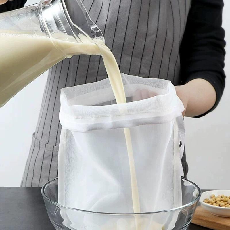 Nylon Food Filter Bag with Drawstring, 1 Count Reusable Vegetable Juice Filter Bag, Tea, Coffee and Yogurt Filter, Tea Infuser, Tea Making Tools, Kitchen Utensils & Gadgets