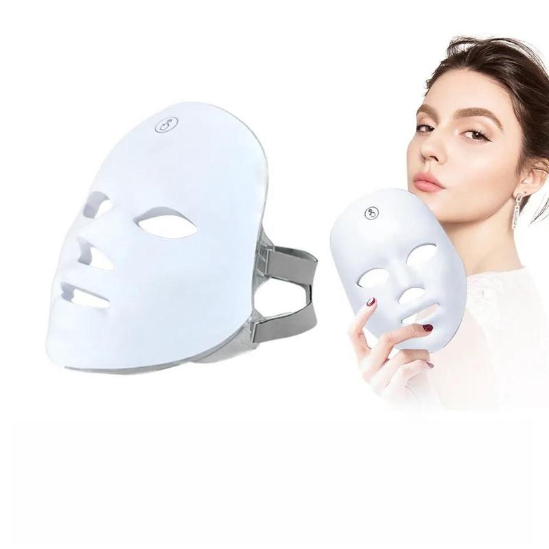 USB-Charged 7-Color LED Facial Mask, Photon Skin Rejuvenation Mask for Daily Care, Face Skincare Device and Facial Beauty Massager for Women & Girls, Rechargeable Facial Mask