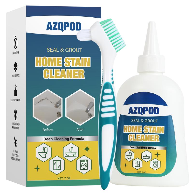 AZQPOD & BUBCLEAN Mold Remover Gel with Scrub Brush – Heavy Duty Mildew Stain Cleaner for Washer Gasket, Shower Caulk, Tile Grout & Bathroom – 7 Fl Oz Household