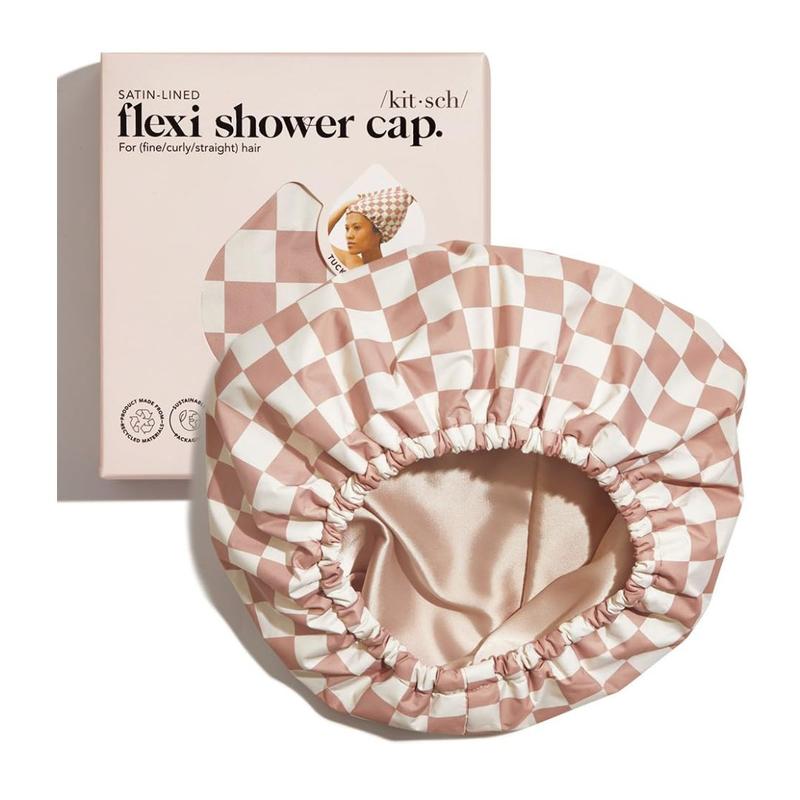 All Lengths Adjustable Satin Shower Cap - Kitsch Reusable Waterproof Cap for Long & Short Hair - Blowout, Silk Press & Braids Protection