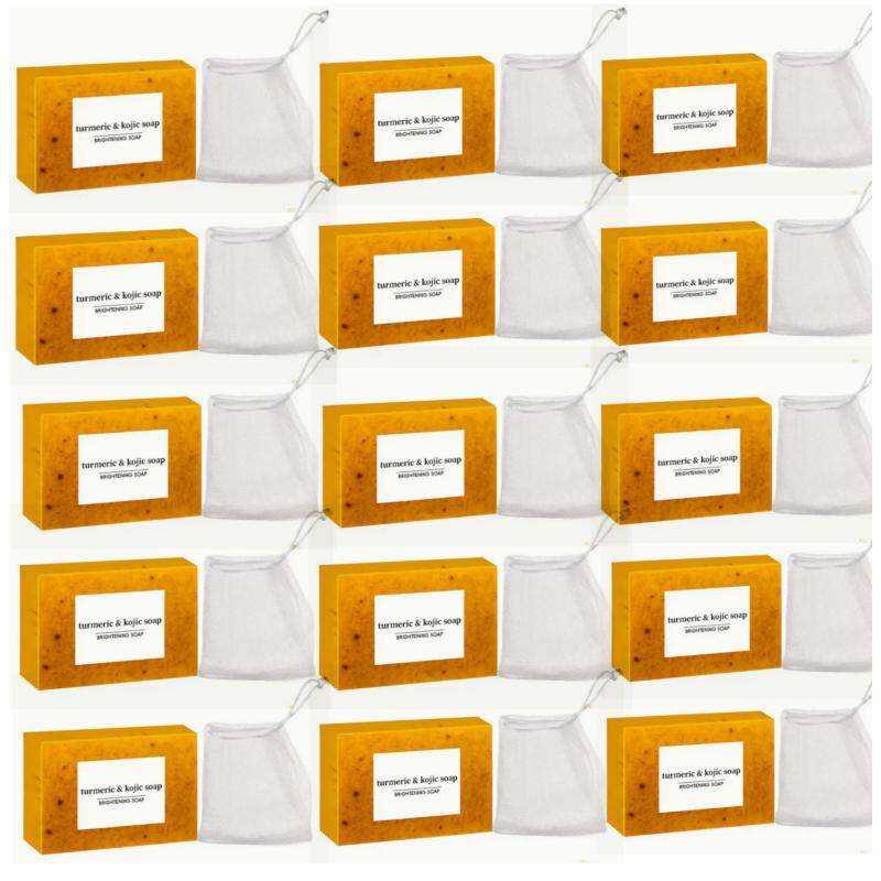 Lemon Turmeric & Kojic Acid Soap Bar, Summer Acne Face & Body Wash for Men & Women, Daily Skincare Cleanser Sets with Soap Saver Bags, Christmas Gift Mothersdaygift Summervibes