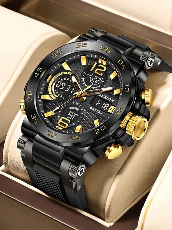Men's Business Fashion Digital Watch As Gift, Durable Watch for Party, Daily Clothing Decor, Fashionable Digital Watch, Summer 2024 Trendy Multifunctional Watch for Birthday Gift with Box, Business Fashion Watches