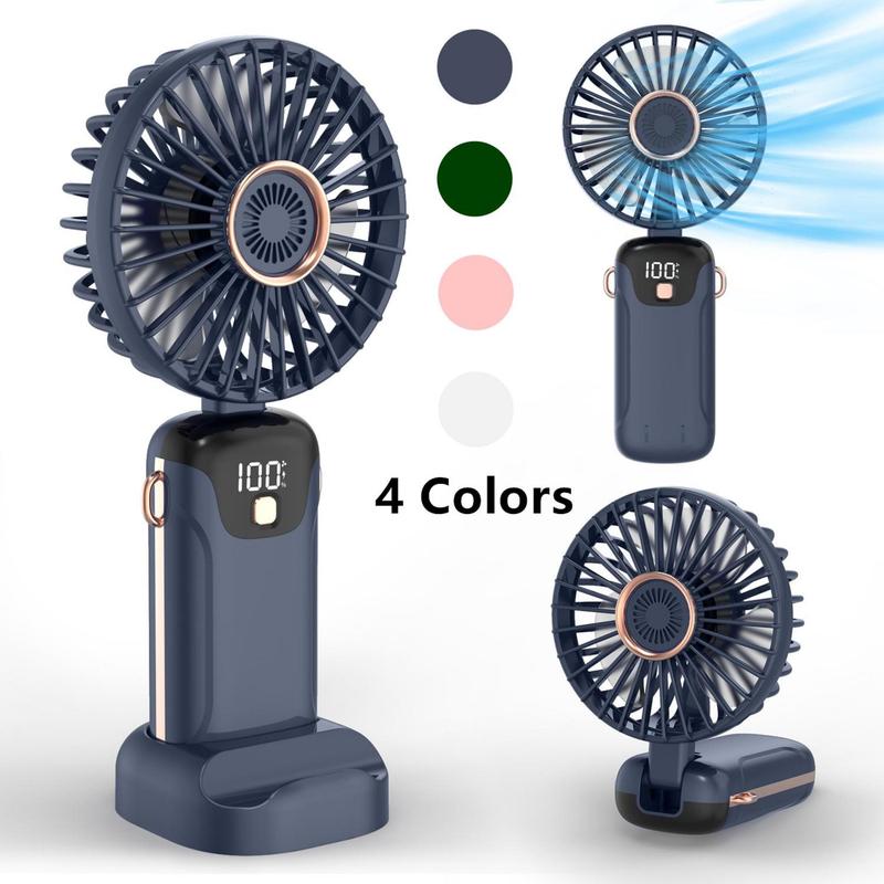 USB Rechargeable Handheld Fan, Portable Cooling Lightweight Fan with Digital Display, 90° Adjustable Handheld Fan for Outdoor Sports, Travel Fan