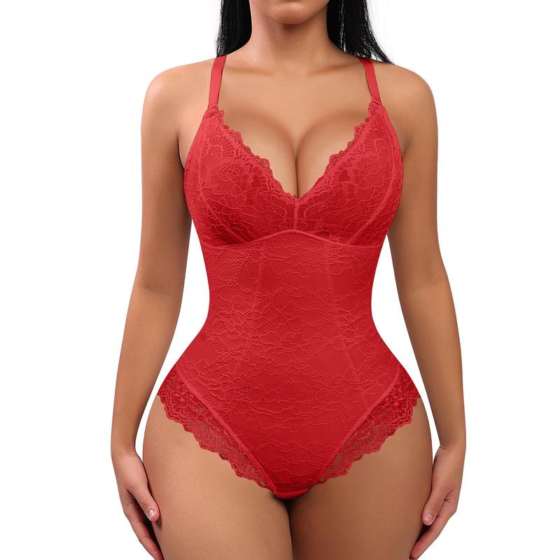 FeelinGirl Sexy Lace Bodysuit Shapewear for Women Thong Adjustable Seamless Underwear Womenswear  Nylon Tops1 Valentine's Day Gift #Summervibes