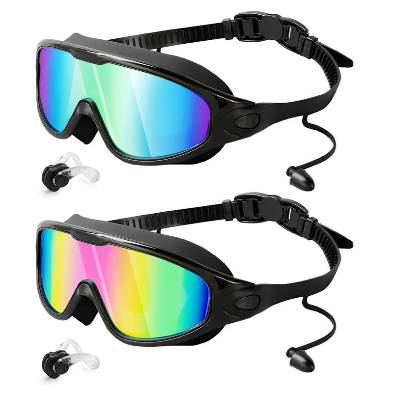 Rantizon Swim Goggles 2 Pack, Wide View Anti Fog&UV Swimming Goggles for Adults, No Leaking Swim Glasses for Men Women Kids #Summervibes