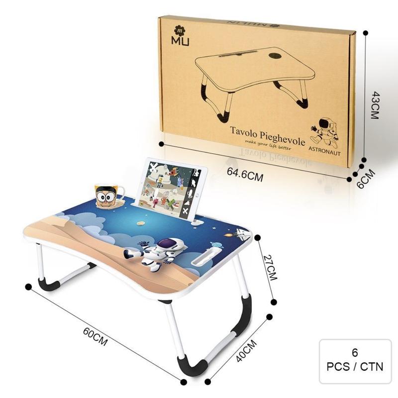 Soporte para portátil para hogar y oficina, escritorio portátil de estudio para computadora, escritorio ajustable con portavasos, mesa perezosa plegable para portátil para cama